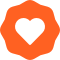 an orange circle with a heart in the centre